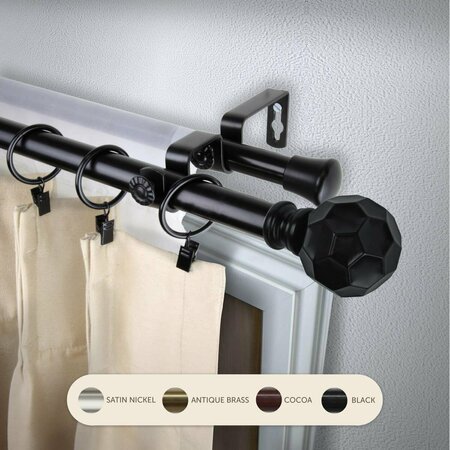 KD ENCIMERA 0.8125 in. Remi Double Curtain Rod with 66 to 120 in. Extension, Black KD3726024